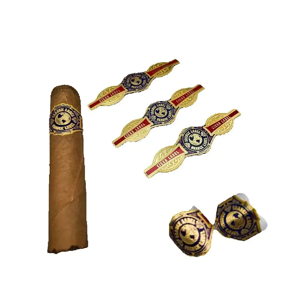 Custom High-Quality  Embossed Gold Foil Cigar Label｜Luxury Cigar Ring Sticker｜Premium Packaging