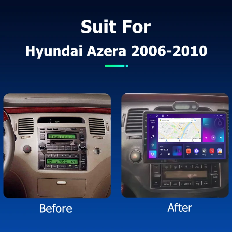 Android Car Radio GPS Navigation Multimedia Video Player for Hyundai Azera 2006 2010 Stereo Tape Recorder Screen Head Unit