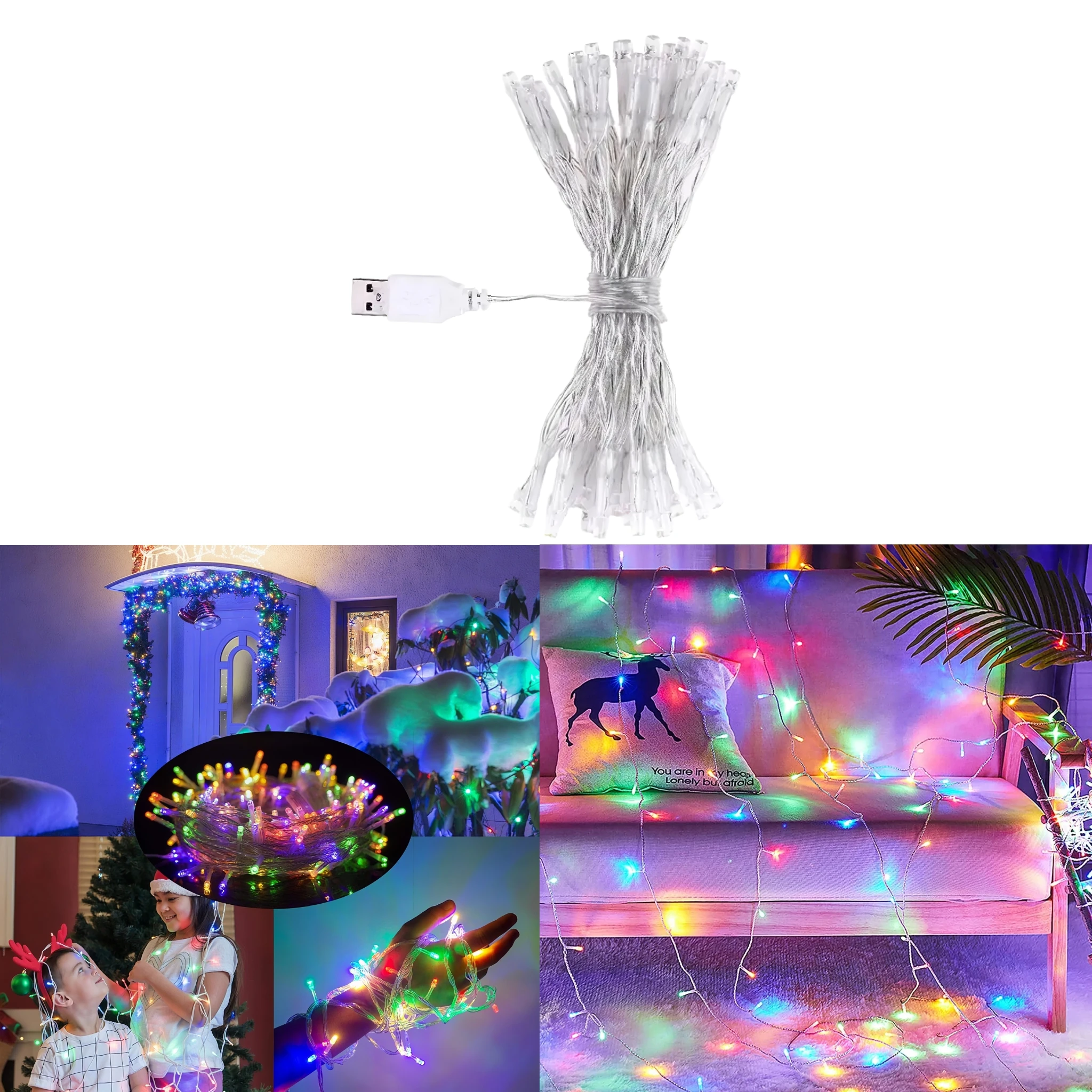 

12M 100 Led USB String Garland Christmas Tree Fairy Light Chain Waterproof Home Garden wedding Party Outdoor Holiday Decor