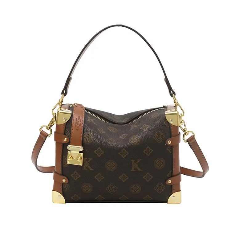 

2026 New Women Square Box Makeup Bag, Vintage Elegant Adjustable Shoulder Crossbody Bag for Daily Outing Hand Bag