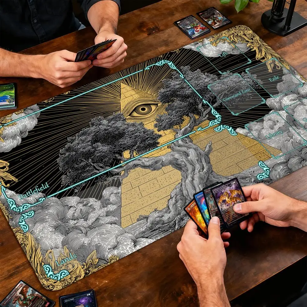 

Tree of Life and Rune Eye Magic Card Battle Mat MTG Playmat Anti-slip Base 35X60CM gathering gaming mats Board Game Mat for TCG