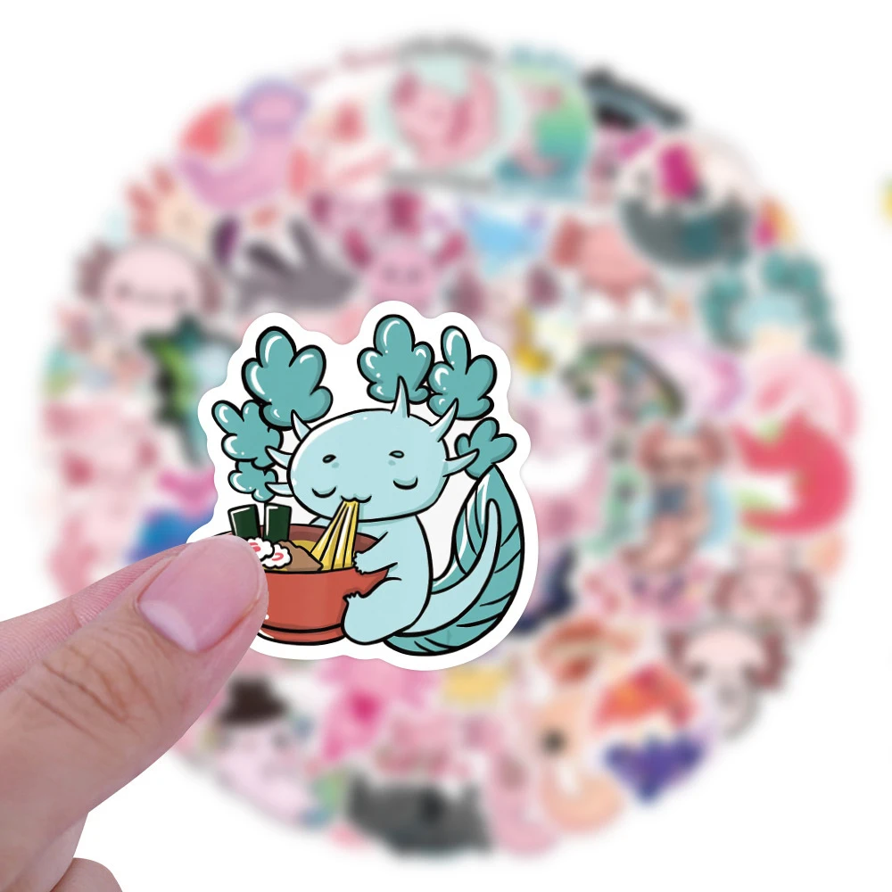 

10/30/50/110pcs Pink Cute Animal Axolotl Stickers Decals DIY Notebook Phone Stationery Laptop Aesthetic Waterproof Sticker Decor