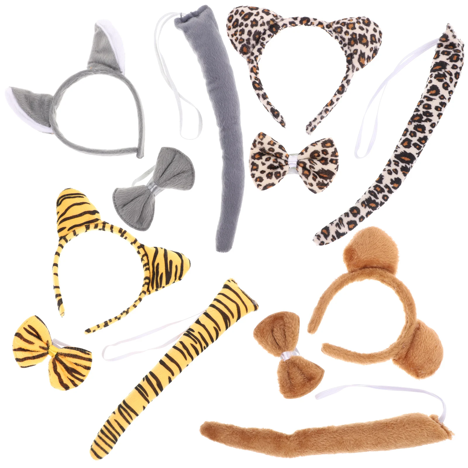 Animal Dress Suit 4 Sets Kids Party Cosplay Costume Halloween Costumes Performance Tiger Leopard Wolf Bear Headb Bow Tie Tail