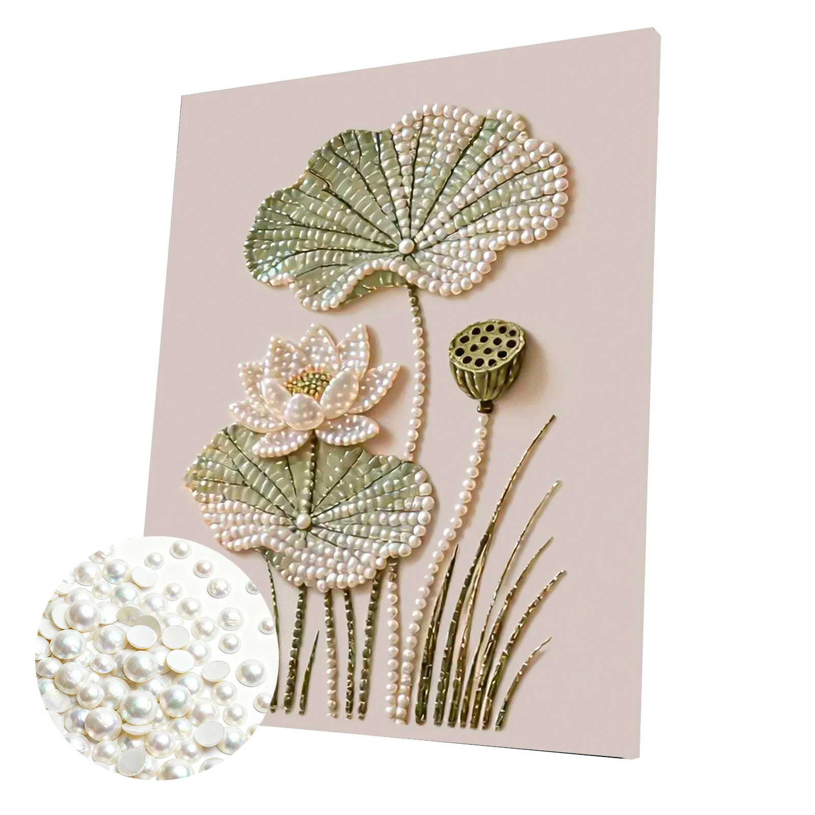 

Lotus DIY Pearl Painting Kit for Adult Gift Home Wall Decor 40x50cm With Frame