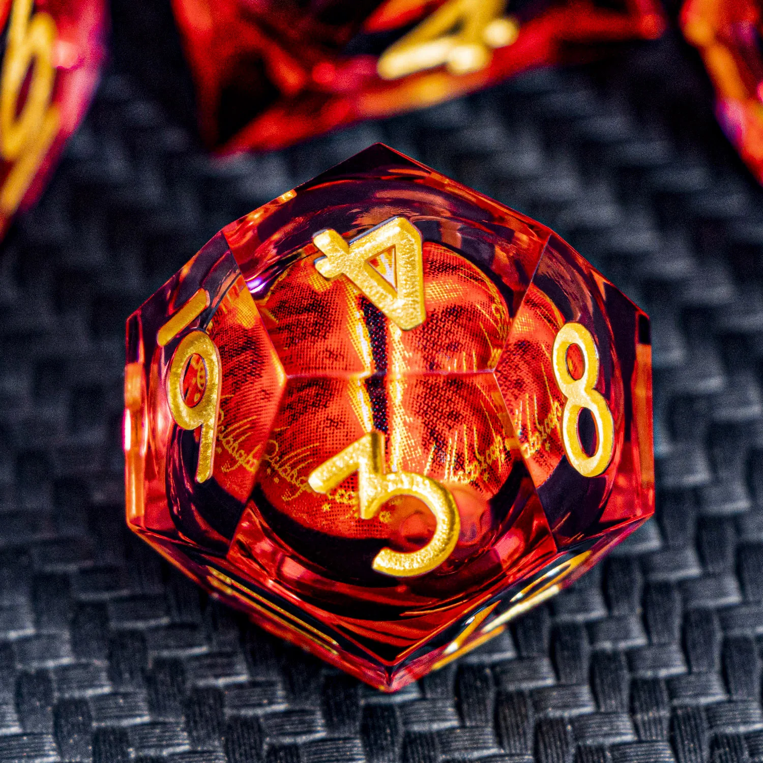 Lliquid تدفق الأساسية عين Sauron D20 Dnd الراتنج مجموعة نرد D و D الزنزانة والتنين لعب الأدوار لعبة 7 قطعة D & D حافة حادة النرد الأحمر
