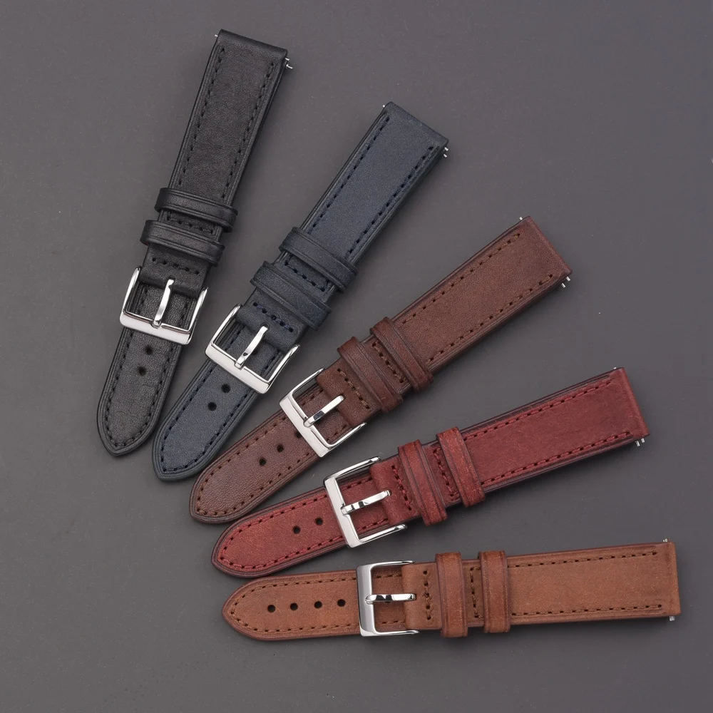 EACHE Top Grain Genuine Cow Leather Watch Strap Watch Band For Women Men Quick Release Springs Bar