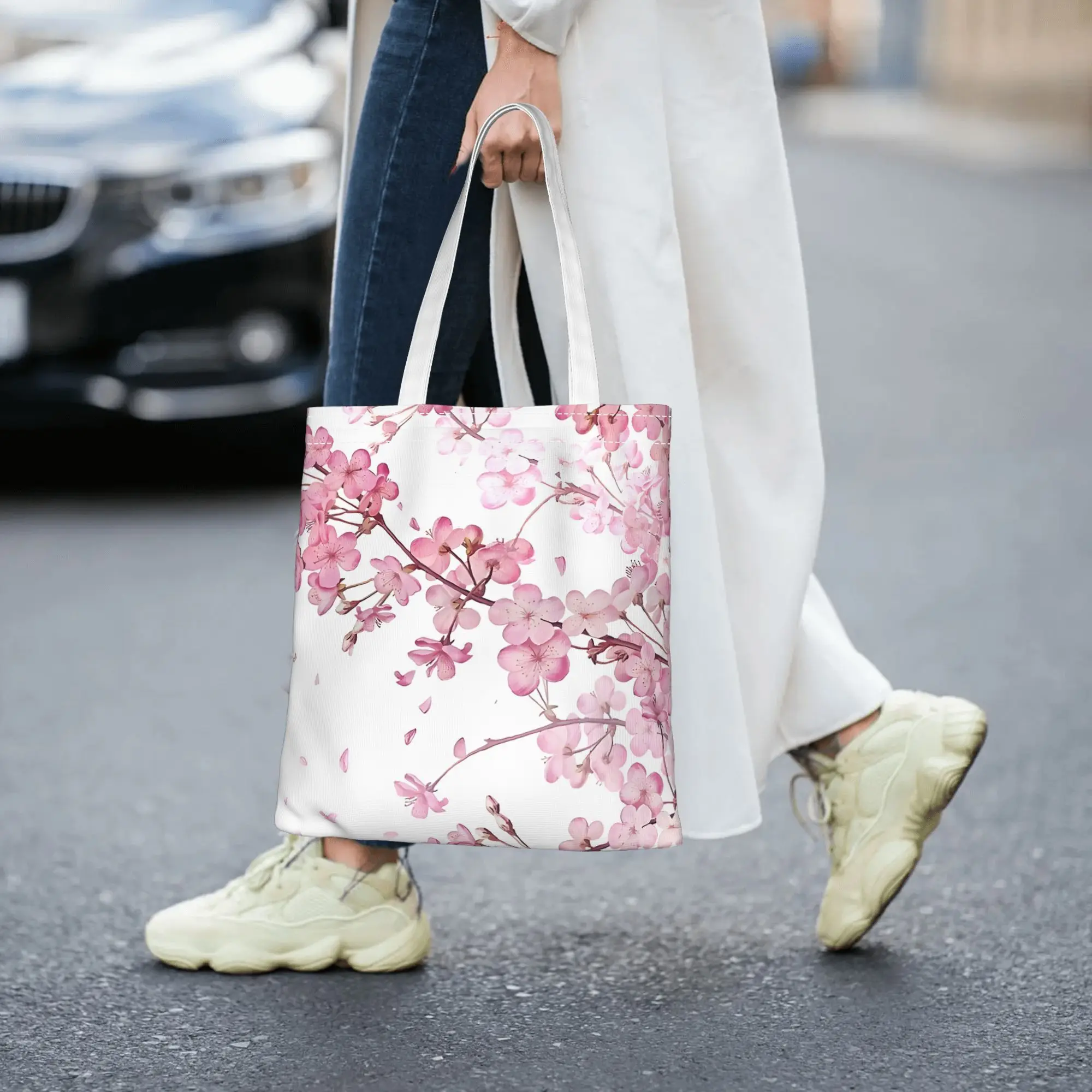 Colorful Tote Bag for Women Inspired by Christian Themes Featuring a Large and Fashionable Design with Floral and Cross Motifs