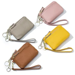 Women Coin Purse Full Grain Cowhide Genuine Leather Large Capacity Removable Wristband Change Purse 2022 Versatile Handy Wallet