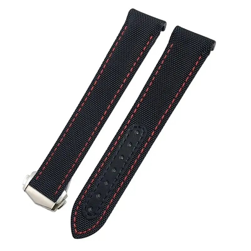 

SCHIK 20mm Canvas Leather Bottom Watchband for Omega Seamaster 300 Speedmaster AT150 Planet Ocean Nylon Watch Strap