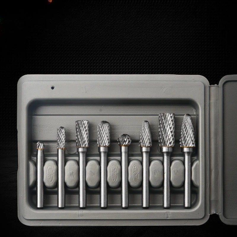 Premium 8pcs Tungsten Carbide Rotary Burr Set Double Cut Grinding Head for Metal Wood - Hardened  Shank  Polishing Tool Kit