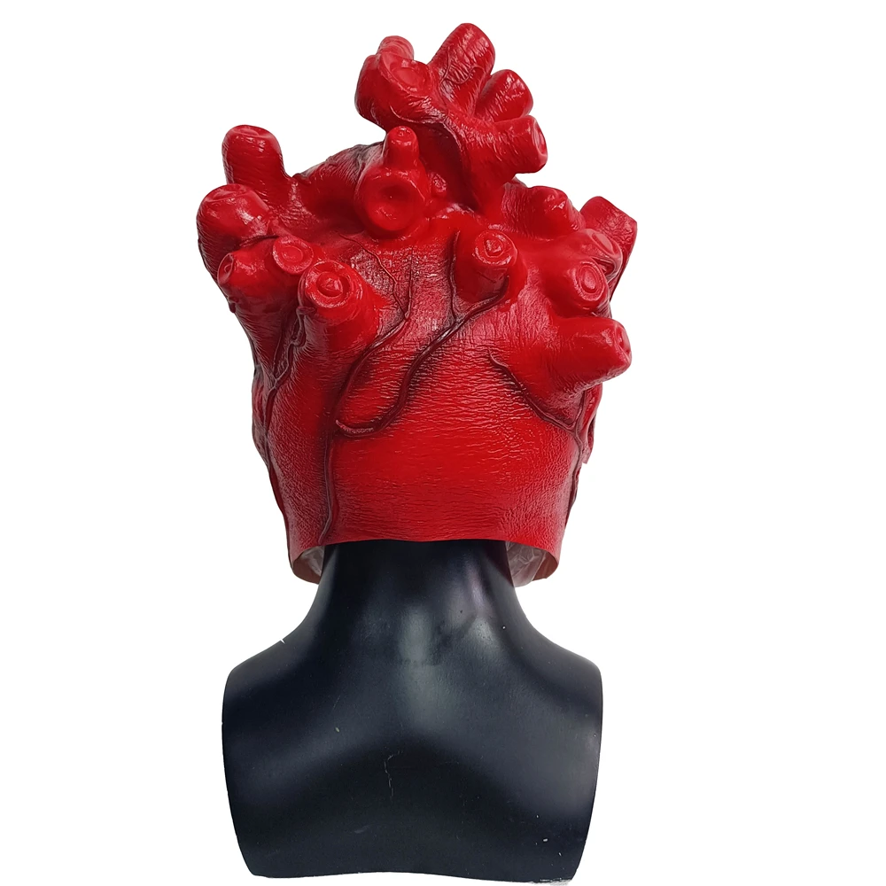 Anime Dorohedoro Schienbein Herz rote Maske Cosplay Kostüm beängstigend blutigen Latex Helm Phantasie Erwachsenen Unisex Halloween Prop