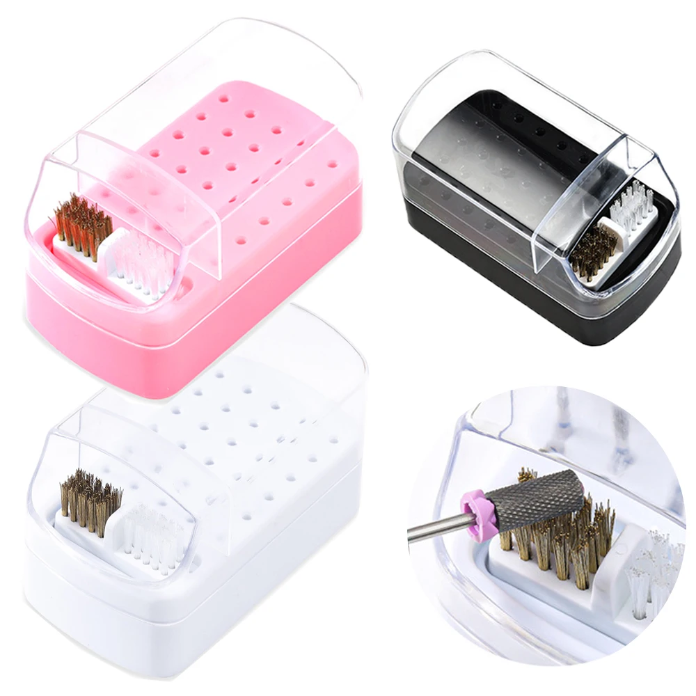 

30Holes Grinding Head Cleaning Box Nail Art Stand Nail Storage Organizer Box Nail Art Display Supplies Tools for Acrylic Nails