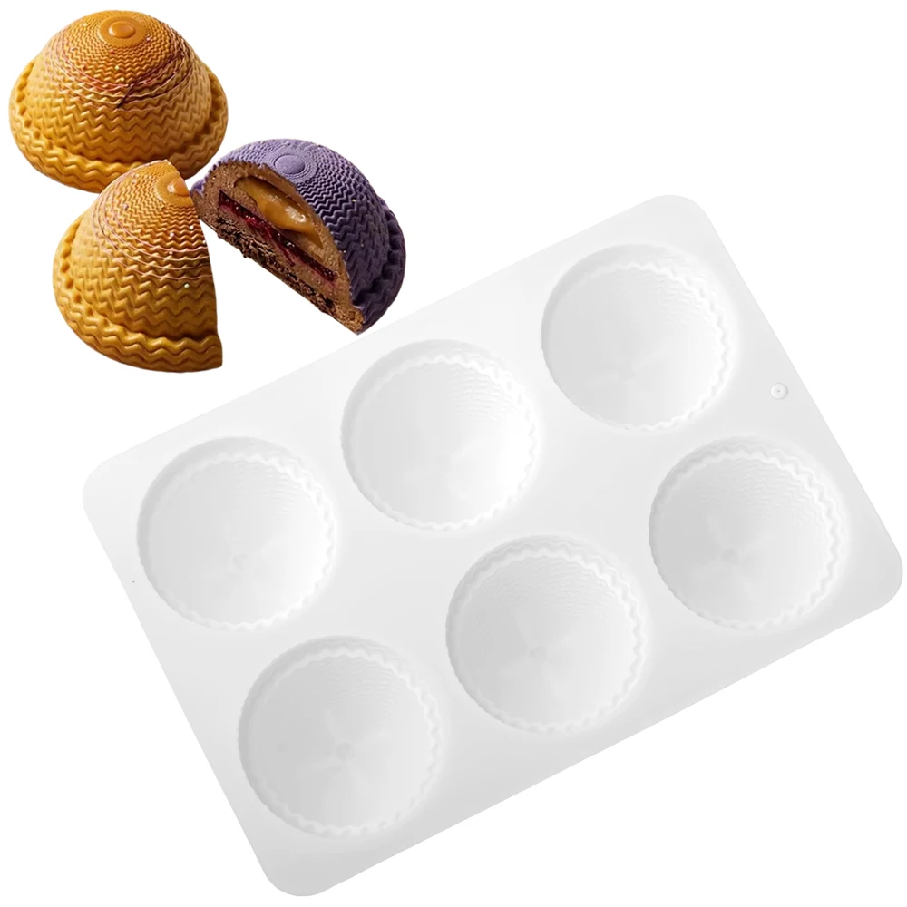 6-Cell Hemisphere Knitted Hat Design French Mousse Cake Molds Jelly Pudding Dessert Tools Kitchen Silicone Chocolate Cake Mold