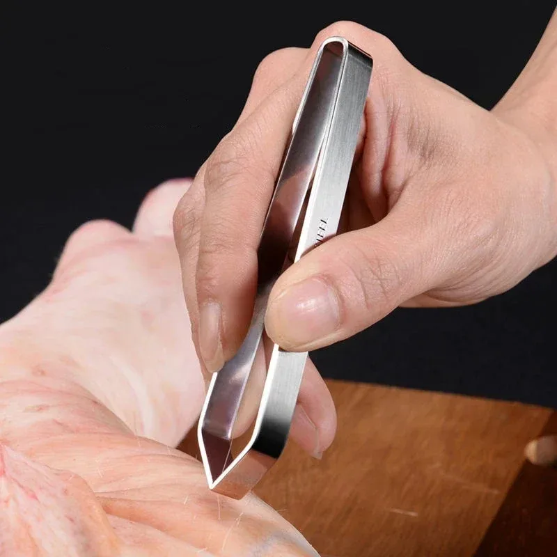 Stainless Steel Fish Bone Tweezers Pincer Clip Puller Remover Tongs Fish Bone Plucking Clamp Kitchen Gadgets Tools