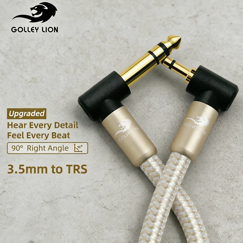 

GOLLEY LION 3.5 to TRS Cable 90° Angled Gold-Plated Braided HiFi for Electric Guitar/Speakers/Home Theater