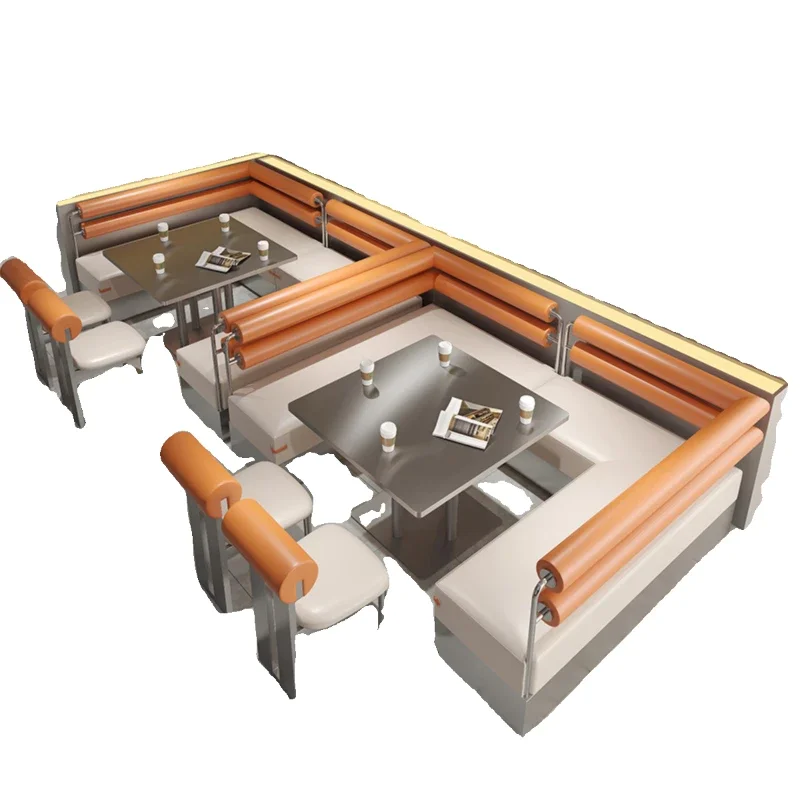 Internet celebrity industrial style, Korean barbecue restaurant, stainless steel booth sofa, theme restaurant