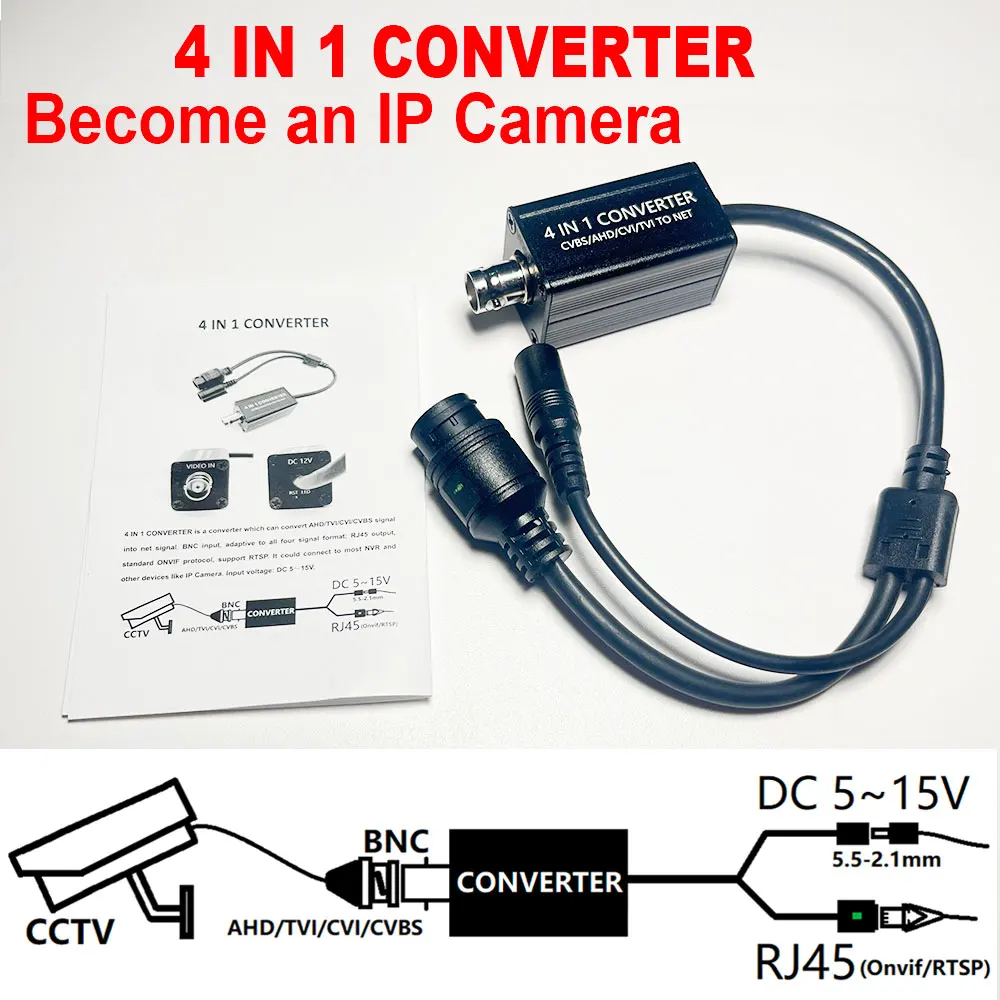 Фото Мини-камера видеонаблюдения 1080P HD AHD/TVI/CVI/CVBS 4-в-1, 2 МП, проводная, для видеонаблюдения, конвертер 4-в-1 для IP-камер