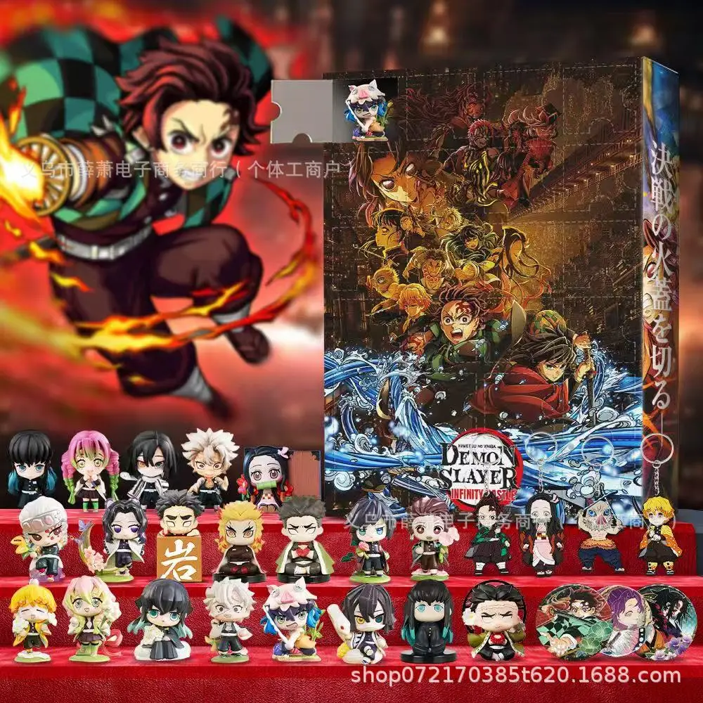 24PC Demon Slayer Cartoon Anime Action Figure Natale Calendario dell'Avvento Conto alla rovescia Cieco Scatola Anime PVC Modello Periferico Giocattolo Regali