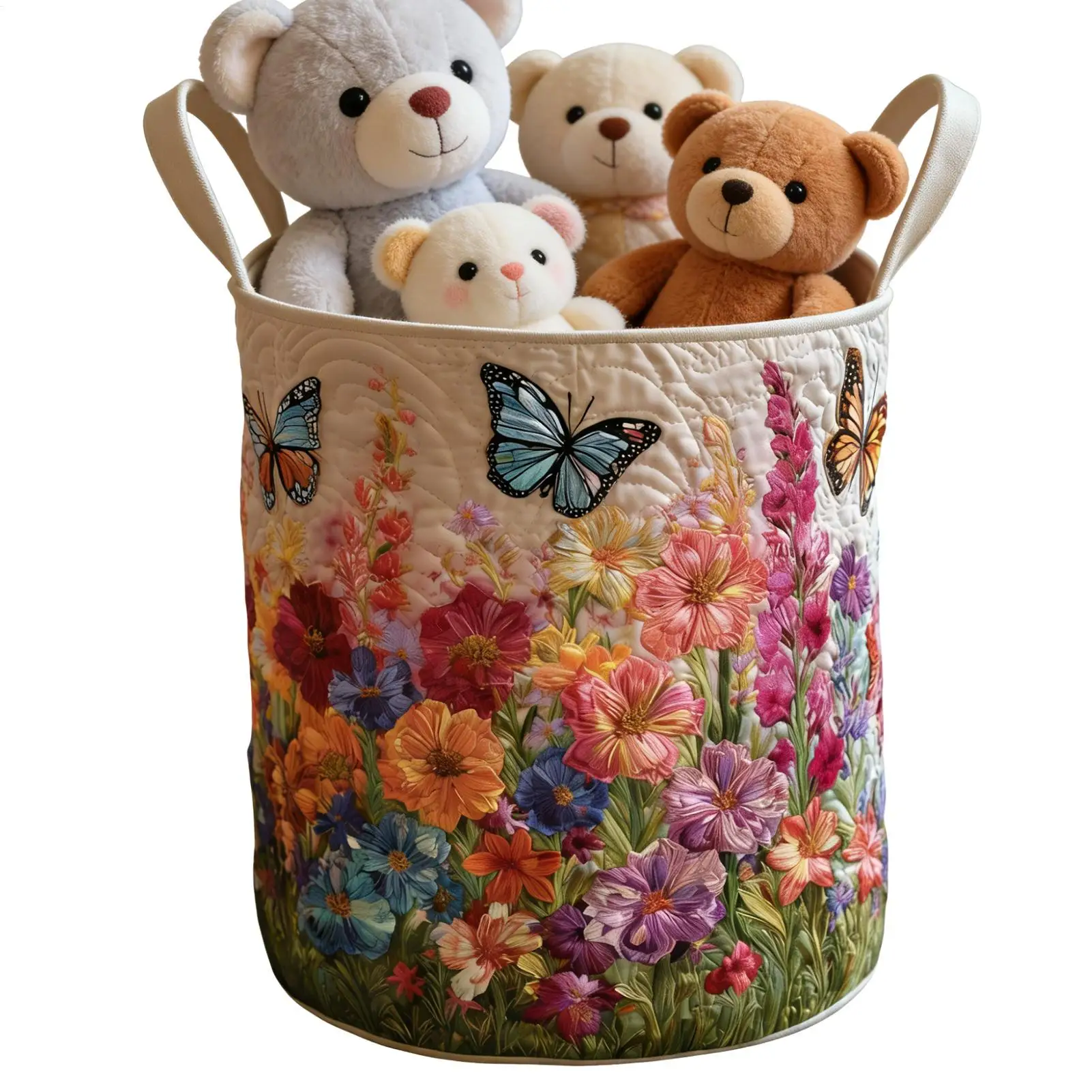Vintage Floral Organizers Basket With Handle Home Room Quilted Storage Basket For  Laundry Basket Snack Clothes Toys Storage