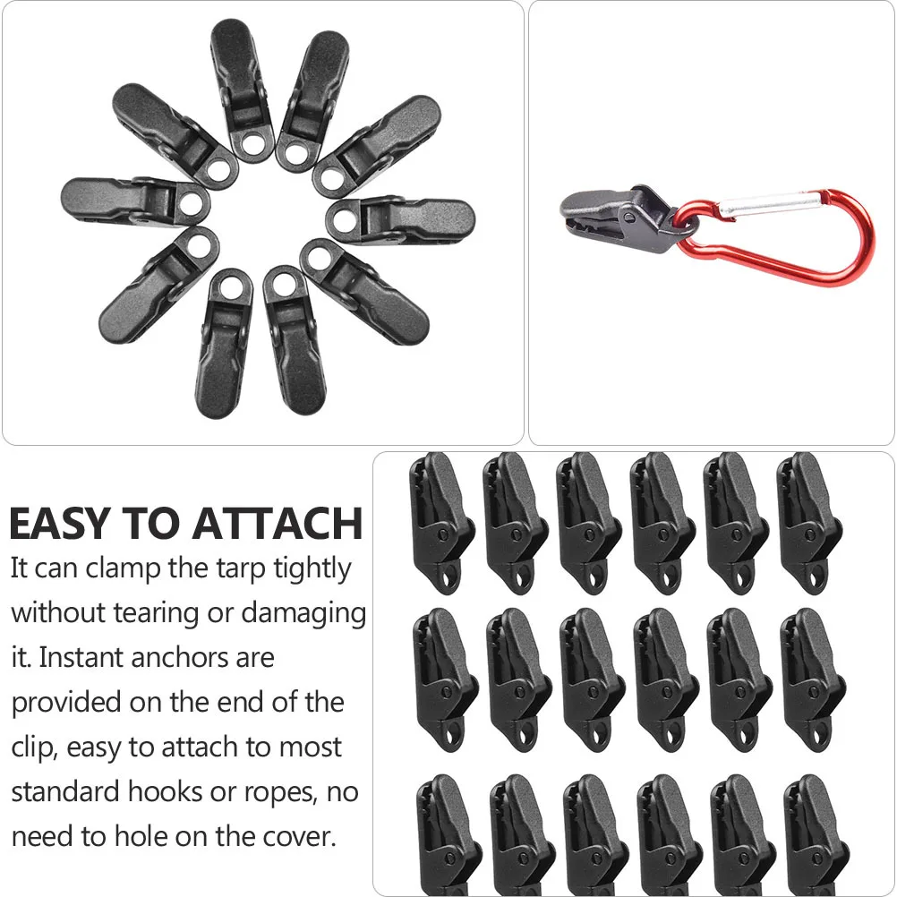 

10pcs Tent Alligator Clips Windproof Tarp Clamps Outdoor Camping Heavy Duty Secure Hooks Durable Plastic Weather Resistant Clips