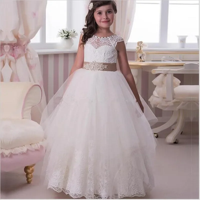 

Lace Flower Girls Dresses Scoop With Crystal Tulle vestidos de primera comunion dress for Wedding