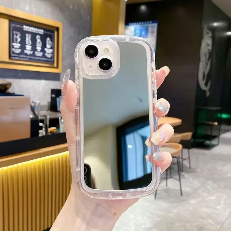 Luxury Transparent Mirror Phone Case for IPhone 16 15 14 13 12 11 XS Pro Max X XR 7 8 Plus Comes with Makeup Mirror Phone Case