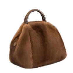 Ladies Fashion High Quality Fur Bag Mink Hair Styling Handbag Real Fur Lady Bag Charming Charm Luxury Handbag New 2023