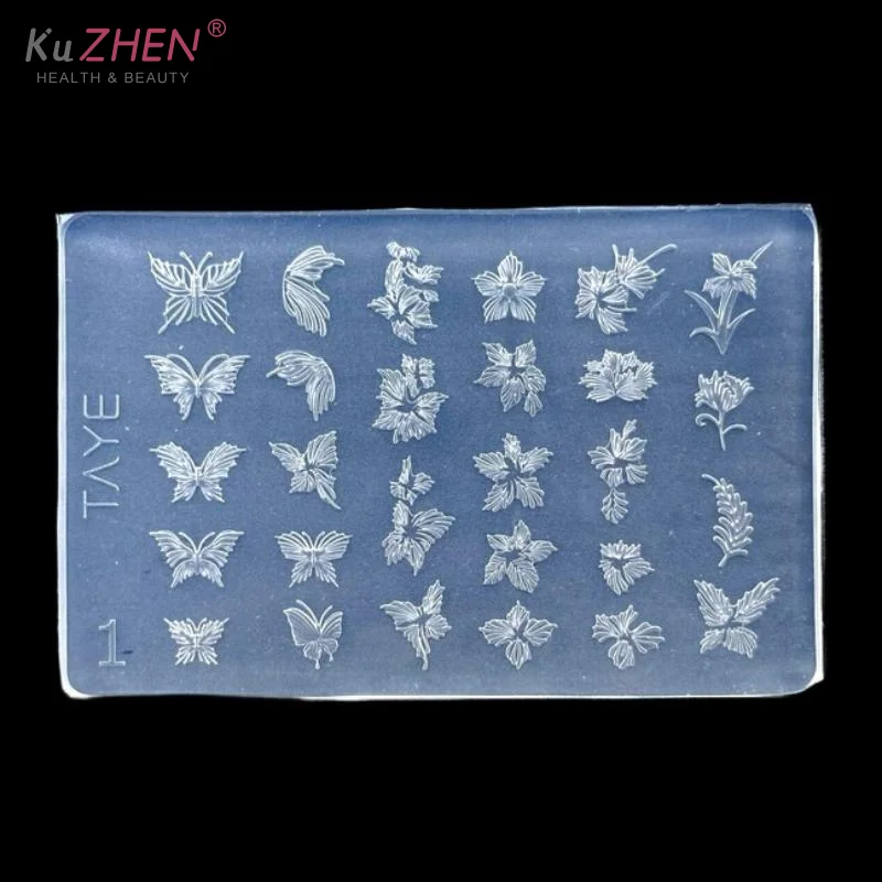 1PC Butterfly Flower 3D Silicone Nail Art Mold DIY Vintage Flower Frame Floral Design Transparent Relief Template Manicure Tools