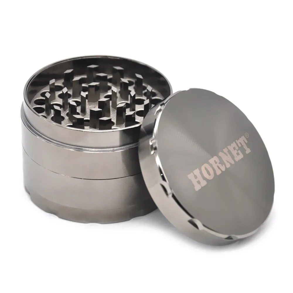 HORNET Zinc Alloy Herb Crusher with Diamond Teeth 4 Part 56 MM Metal Crusher Hand Miller Spice Crusher Mill Crusher