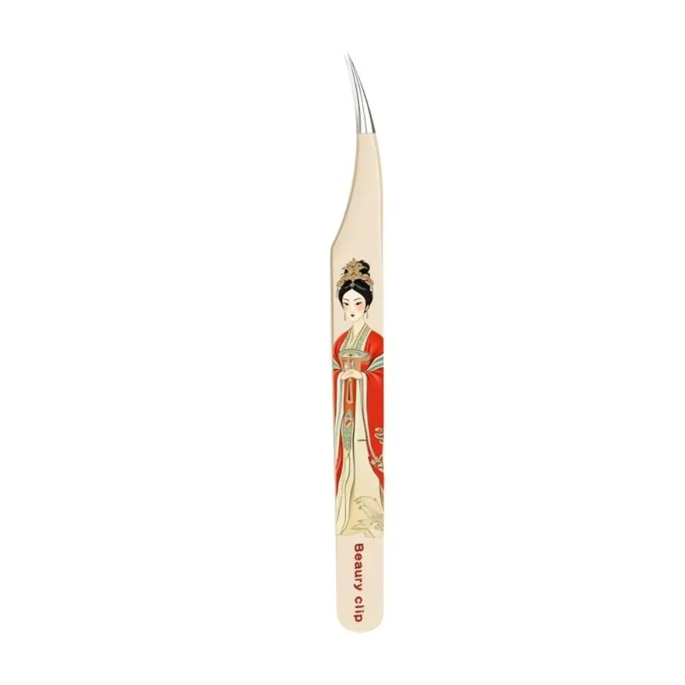 Ancient-style Printed Curved Stickers Tweezers Stainless Steel Curved Tip Journal Scrapbooking Tweezers Multi-purpose