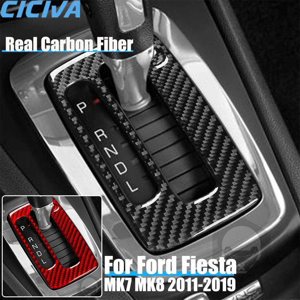 

Real Carbon Fiber Car Accessories Center Gear Shift Panel Trim Decorative Cover Soft Sticker For Ford Fiesta MK7 MK8 2011-2019