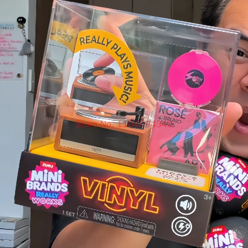 Genuine Surprise Doll ZURU Mini Brands Real Working Vinyl Record Player Miniature Really Spins  Plays Music Collectible Adult