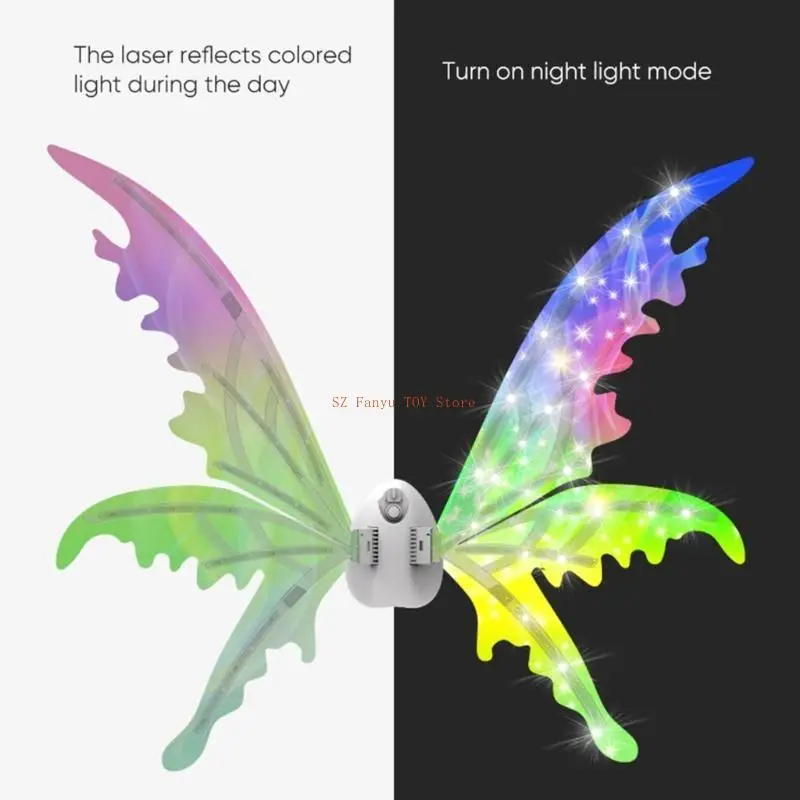 96GC Electric ButterflyWing for Girl LED Flying Princess Fairy Wing Dress Up Costume Children School Dance Play Props