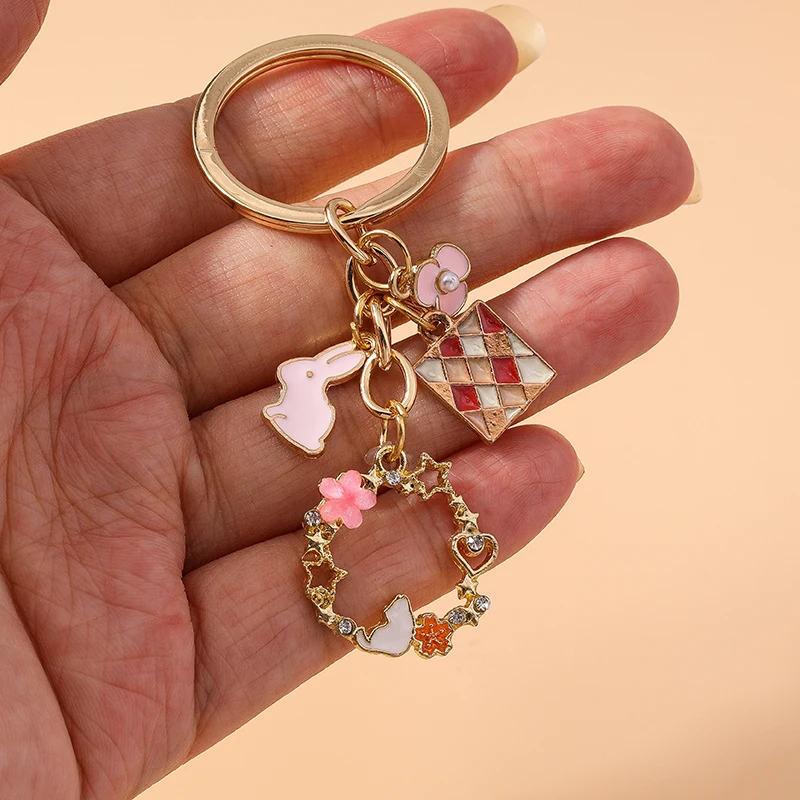 Aihua neue niedliche Schlüssel bund Emaille Tier Frosch Hund Ente Kaninchen Schlüssel bund für Frauen Handtasche Anhänger Zubehör DIY Schmuck Geschenke – Detail 10