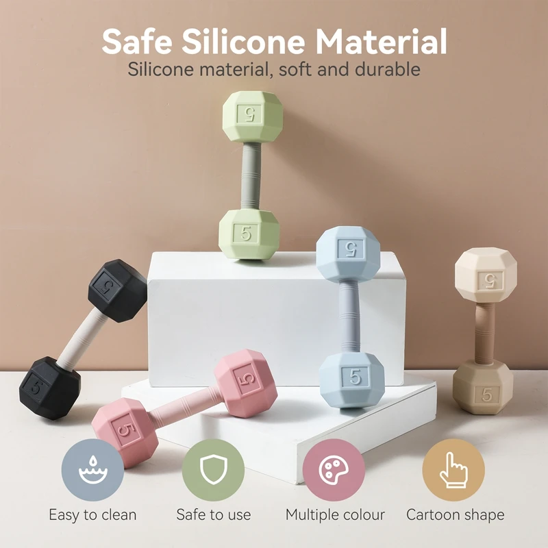 Juguete sonajero con mancuernas de dibujos animados para dentición de silicona para bebés, juguetes cognitivos sensoriales para mover la campana musical, juguetes para cuna de bebé, regalos para bebé