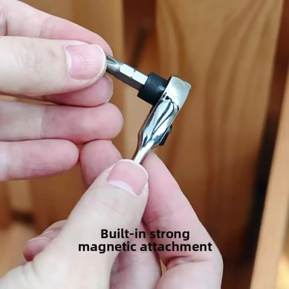 

2-In-1 Ratchet Wrench Mini 1/4" Quick-Release Ratchet Wrench Adapter Cross Flat Head Straight Cross Screwdriver Bit Hand Tool