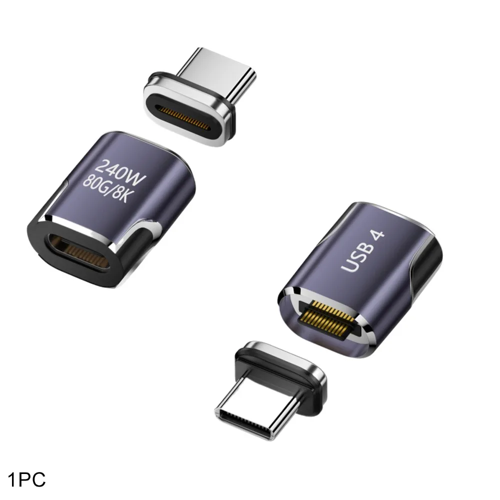 High Quality PD 240W USB-C Magnetic Adapter 8K 60HZ Fast Charging Type C Converter 80Gbps Female to Male USB4.0 Adapter Laptop