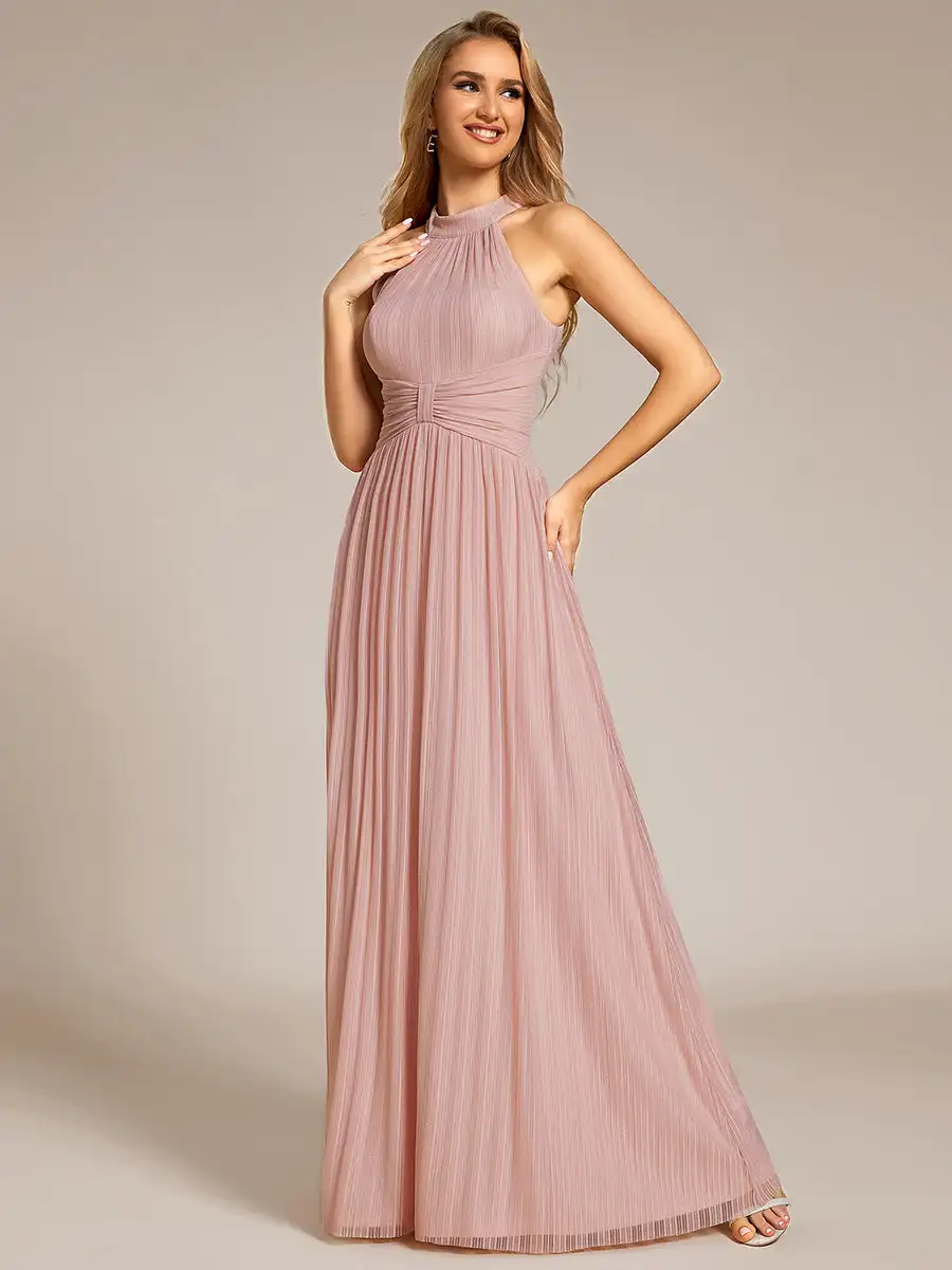 Elegant Evening Dresses Halter Neck Pleated Glittery Formal with Empire Waist 2024 Ever Pretty of Pink Bridesmaid Dress