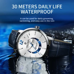 BELUSHI New Waterproof Men Watches 2023 Luxury Moon Phase Dial Luminous Male Clocks Date Week Leather Quartz Sport Watch For Man