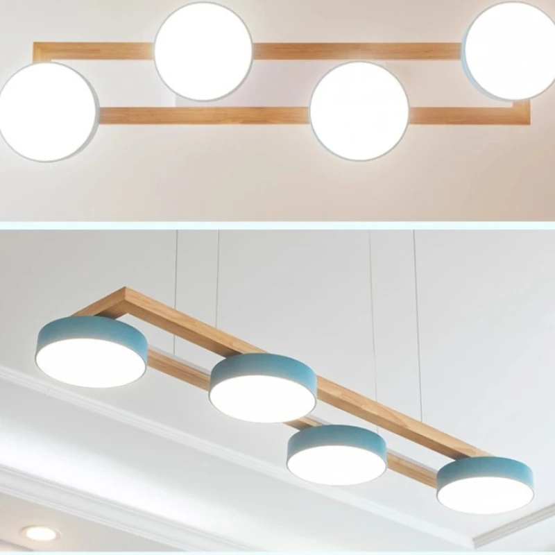 

Nordic simple restaurant chandelier Bar chandelier Cafe LED solid wood modern simple light luxury