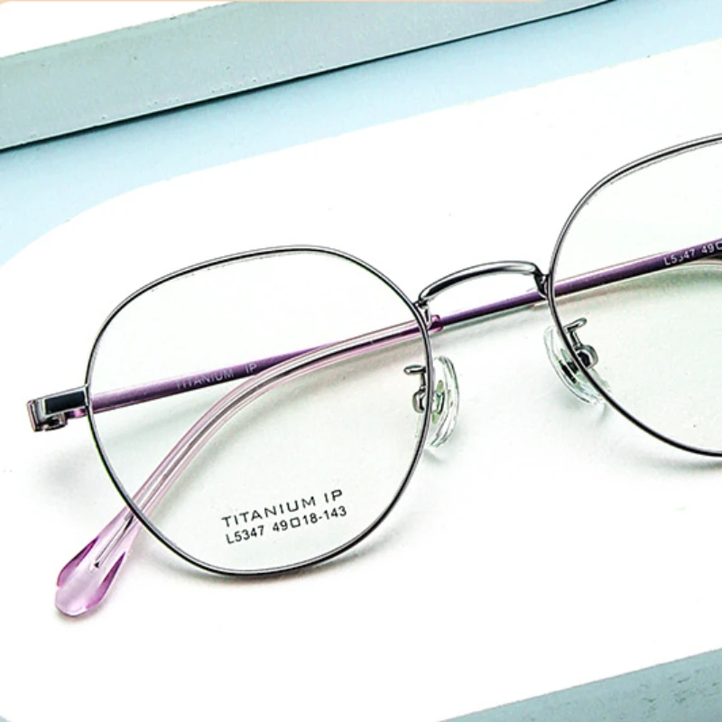 

49-18-143 Pure Titanium Glasses Rim Lightweight Two-Color Electroplating Customized Optical Prescription Glasses