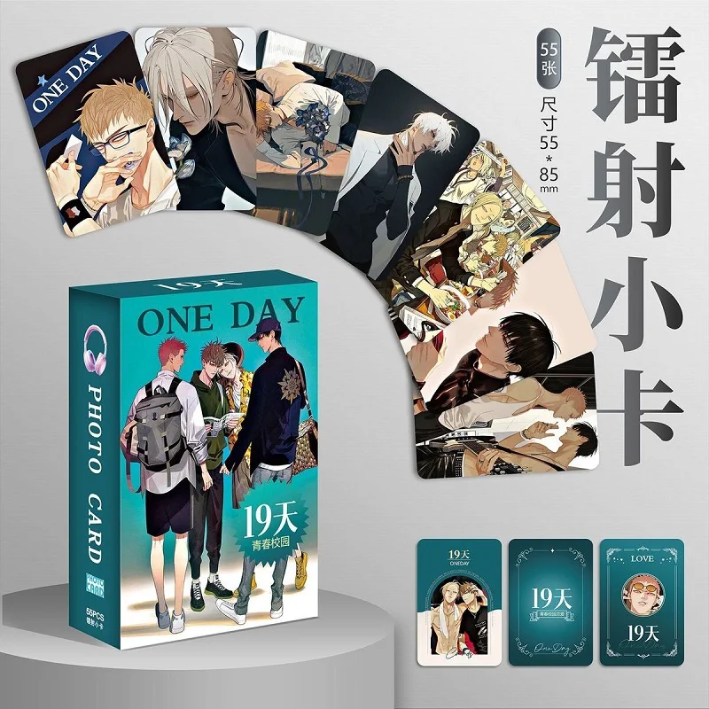55 Pcs 19 Days Chinese Manwha Laser Lomo Cards, Mo Guanshan & He Tian HD Photocards, Collectible Gift for Comic Fans