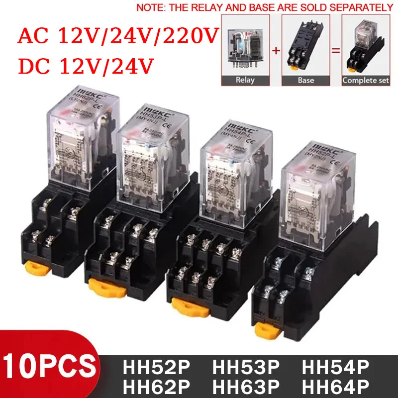 

10PCS Miniature Control Relays Small Intermediate Relay AC 12V DC 24V AC220 HH52P HH53P HH54P HH62P HH63P HH64P MY2P MY2NJ