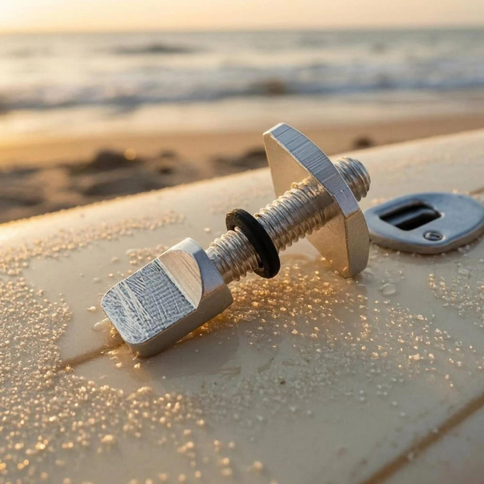 Surfboard Fin Screw Hand-Tightened Single Fin Screw Water Sports Gear Rectangular Head Silver Metal