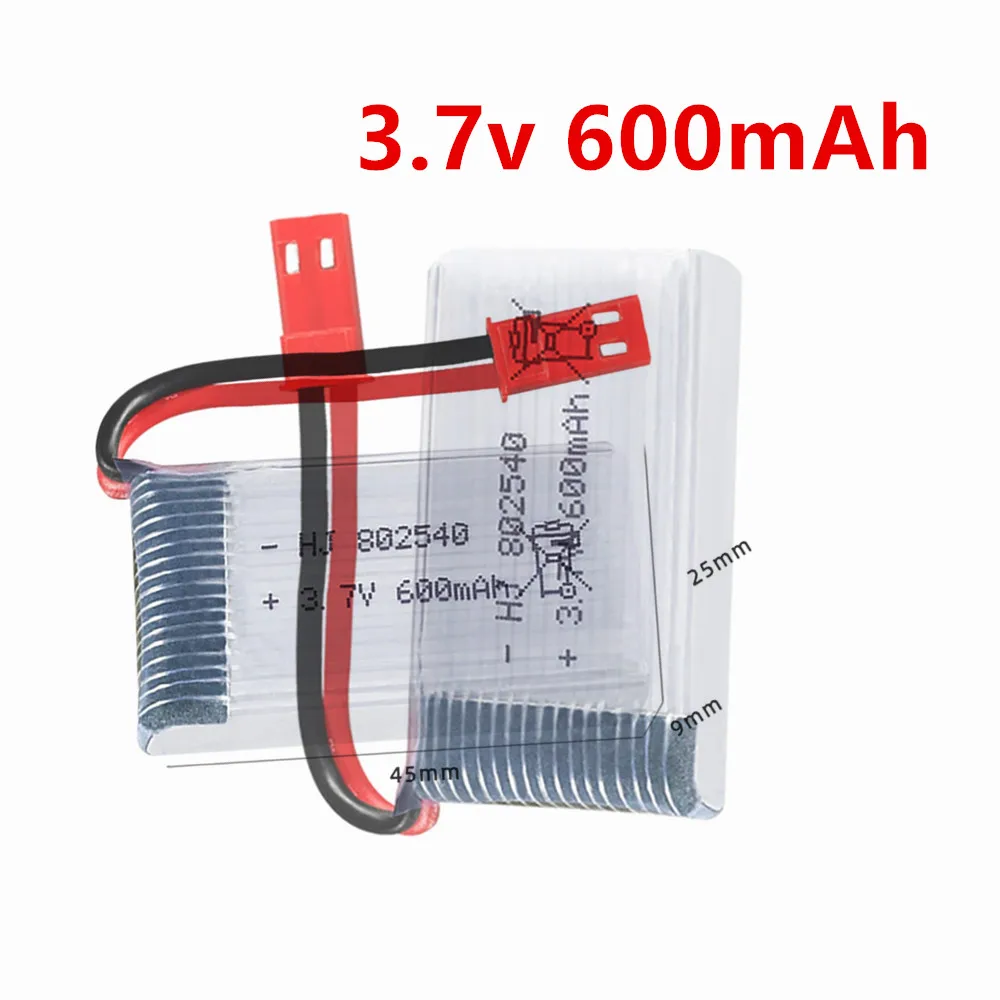 3.7v 600mAh Rechargeable Battery For X400 X500 X800 3.7v 802540 RC Drone battery For 1315S HJ819 HJ818 509W DFDF161