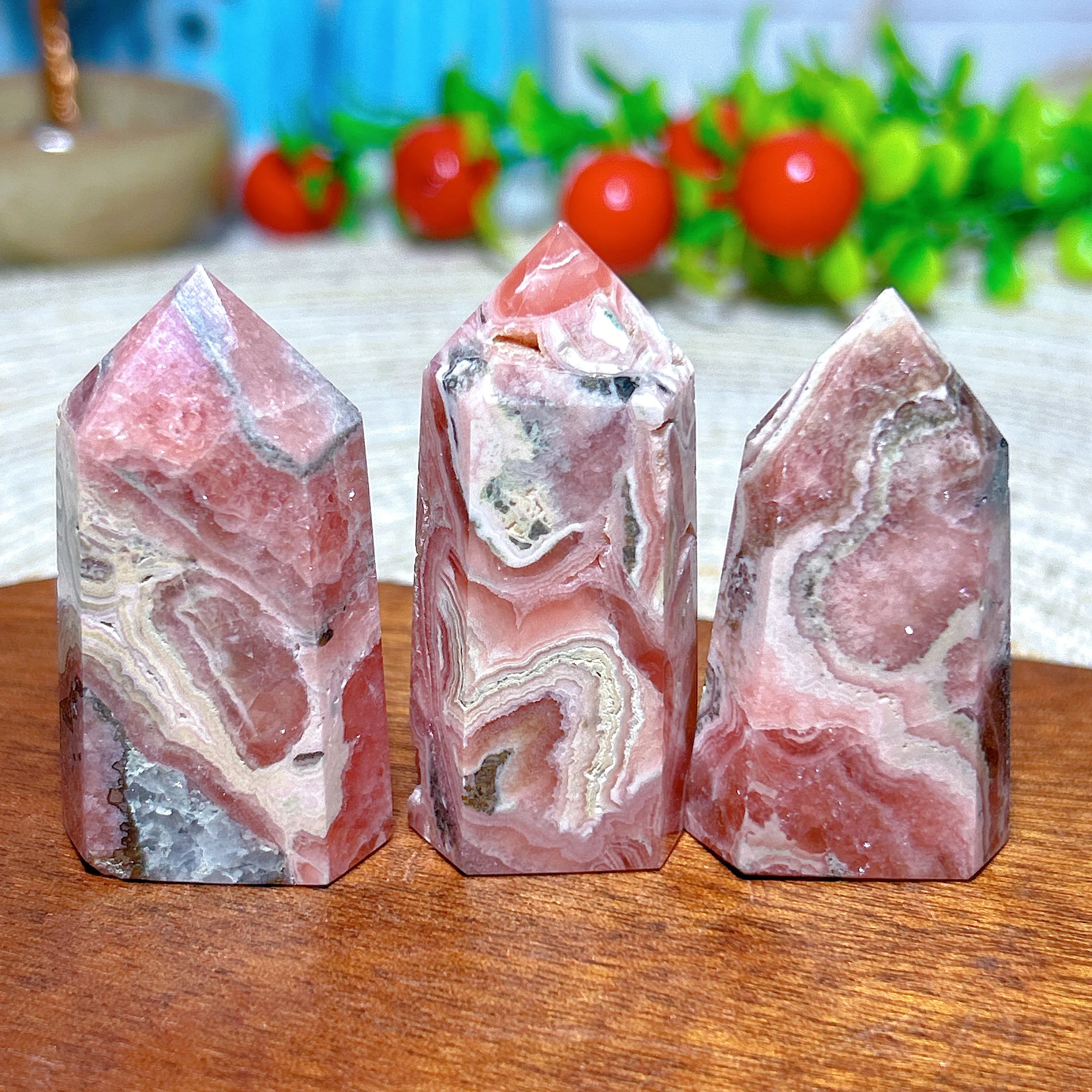 

Healing Natural Crystal Argentina Rhodochrosite Druzy Tower Point Gemstones High Quality Mineral Energy Home Decorations Gift