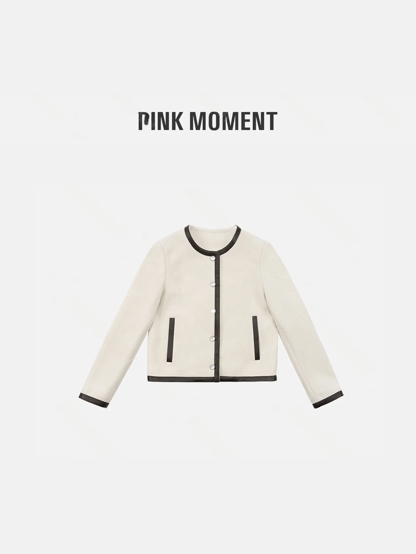 

Ele Bla White PM Wang Na Na Camere Wool round Ne Button up ort Coat Casual Daily Sweet Sle Chinese Brand