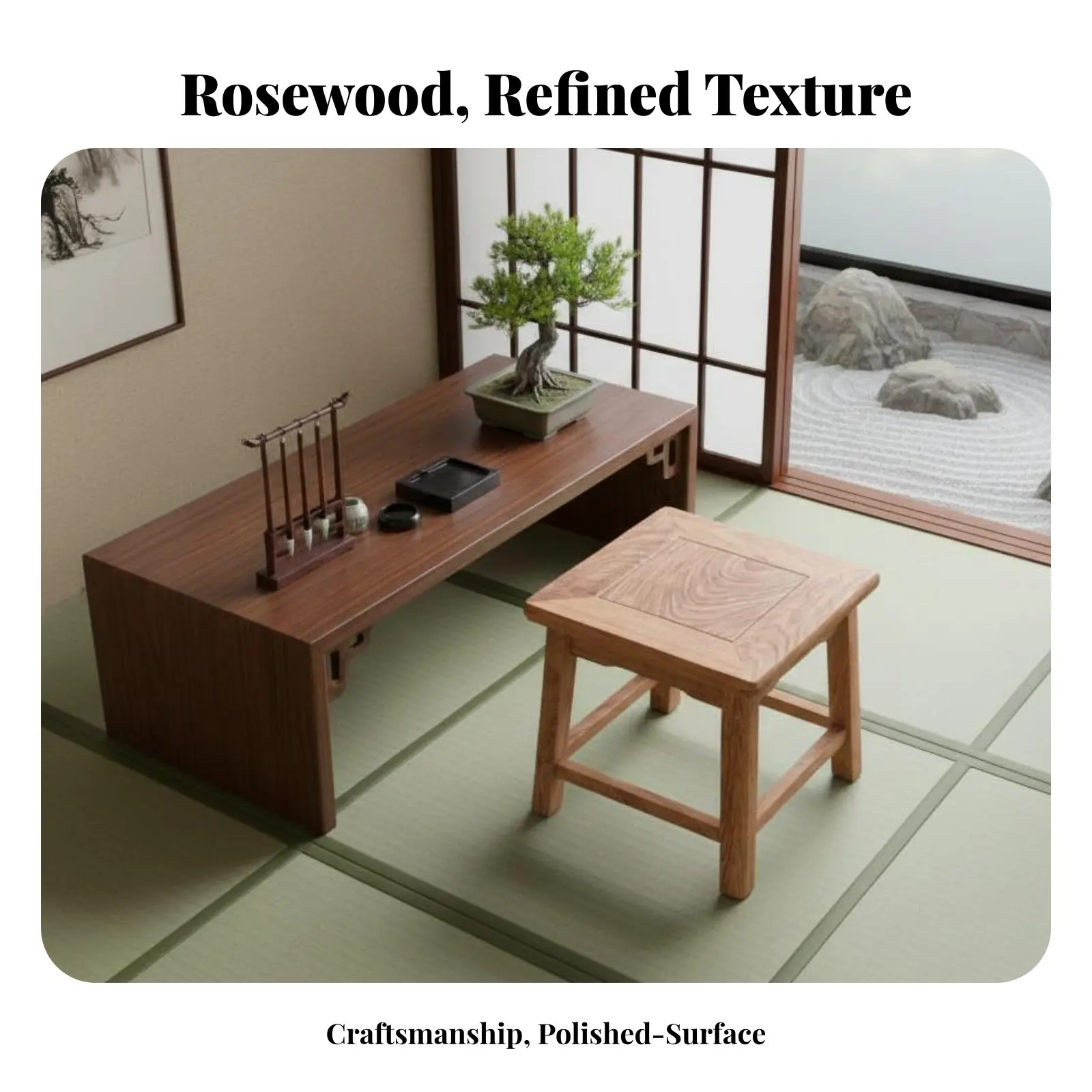 正方形の木製ベンチ-中国風デザイン-低い木製脚の座席-多目的でエレガントなデザイン-大人、玄関、廊下用