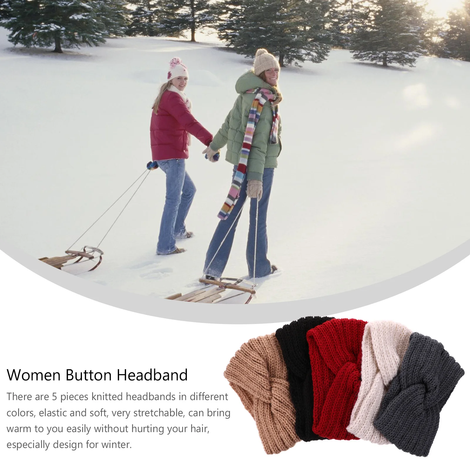 5 قطع من عصابة رأس من الصوف المحبوك من DEARMAMY وشاح شعر متقاطع لملحقات غزل الكروشيه للمكياج في المنتجعات الصحية