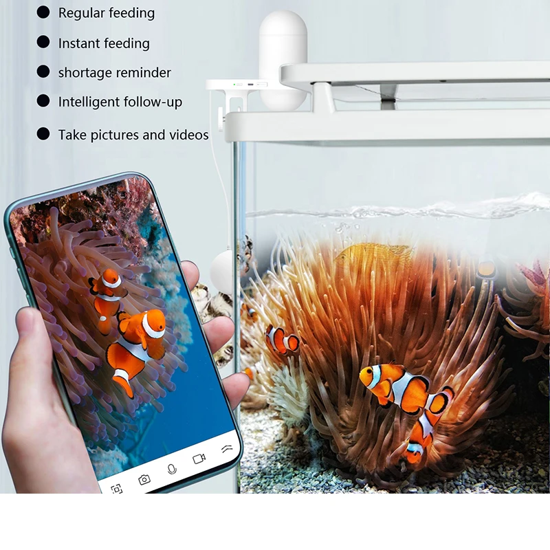 Automatic Fish Tank Feeder with Camera Aquarium Fish Tank Feeder Timing Quantitative Visual Intelligent Feeder